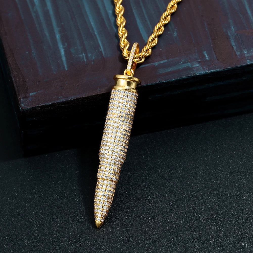 Fully Iced Out M16 Cartridge Pendant