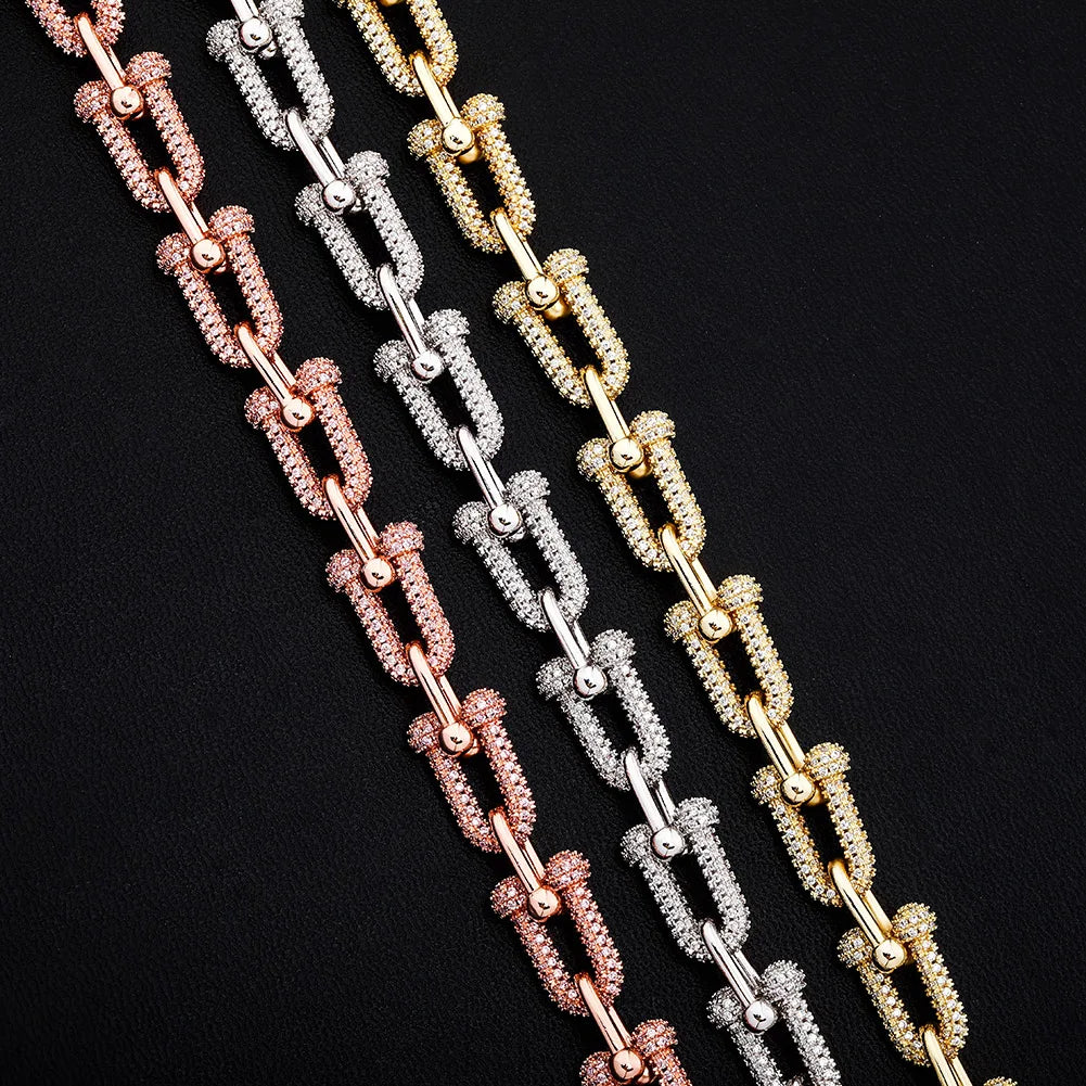 12mm Industrial Diamond Link Chain Bracelet