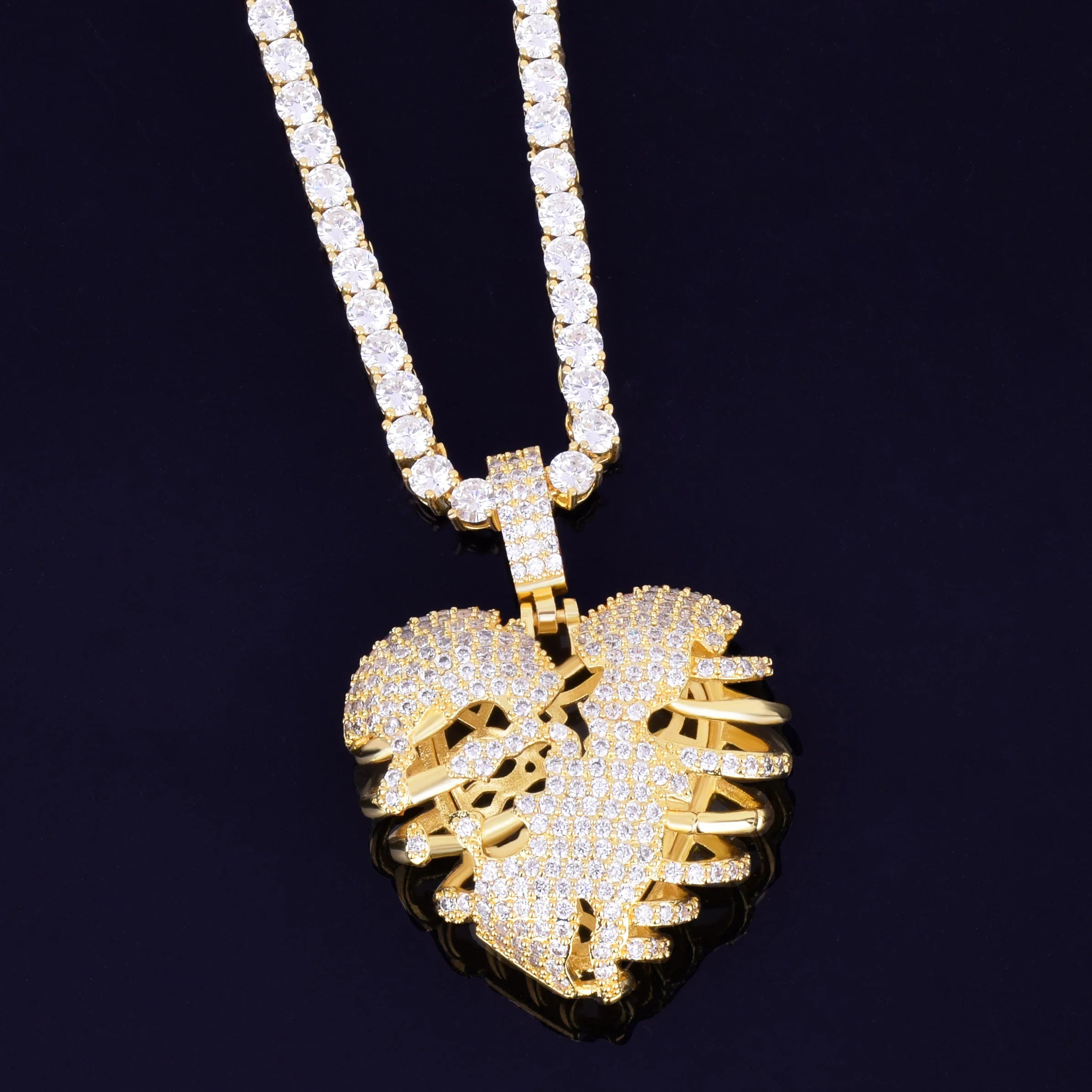 Broken Skeleton Heart Pendant Necklace