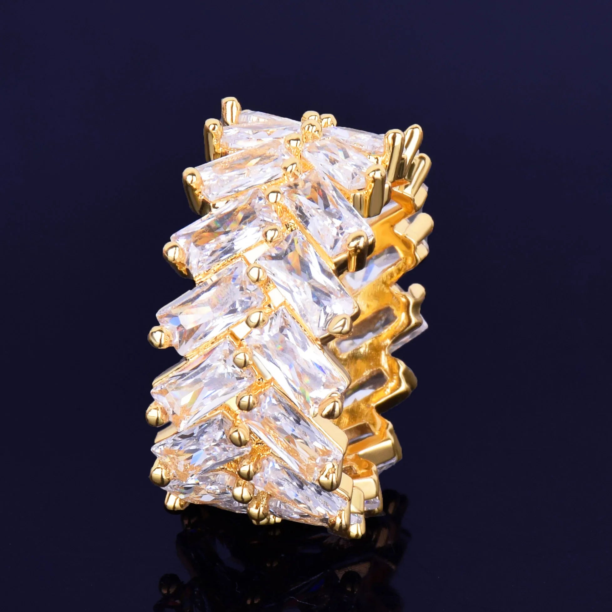 Iced Edgewise Baguette Diamond Ring