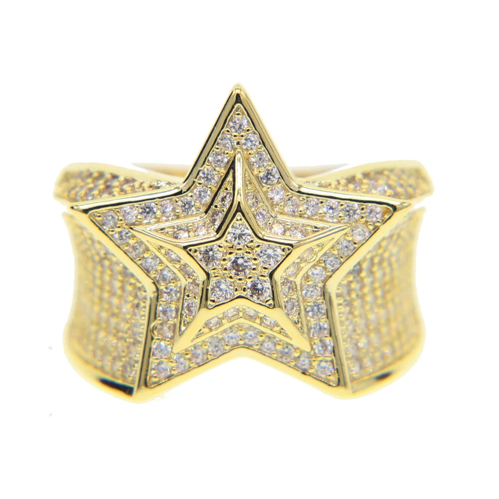 Frosty Paved Layered Star Ring