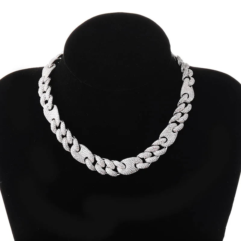 16MM MIXED BEAN CUBAN LINK CHAIN NECKLACE - Icedgame & Co