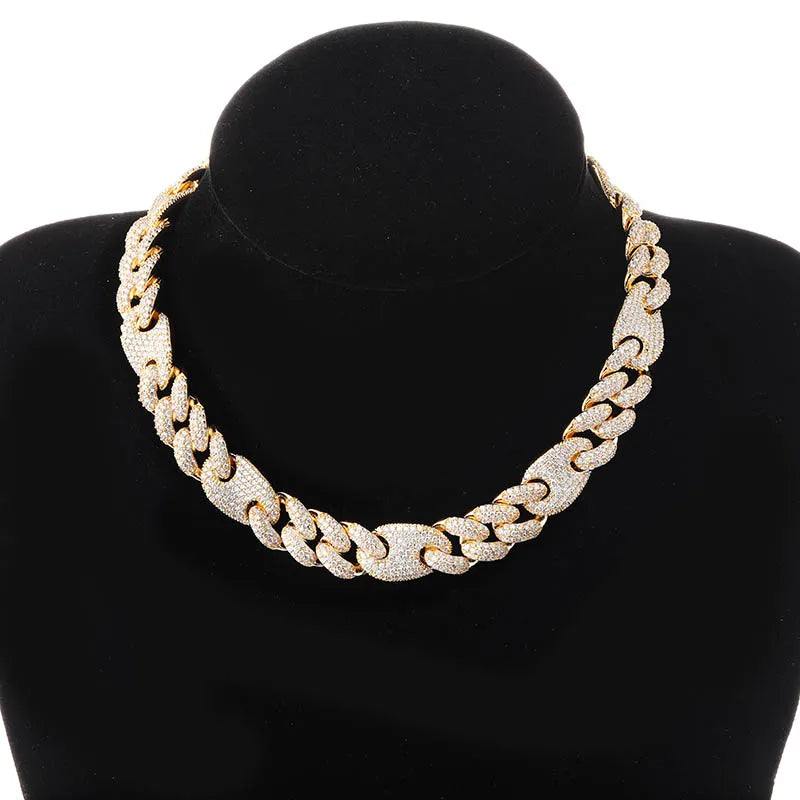 16MM MIXED BEAN CUBAN LINK CHAIN NECKLACE - Icedgame & Co