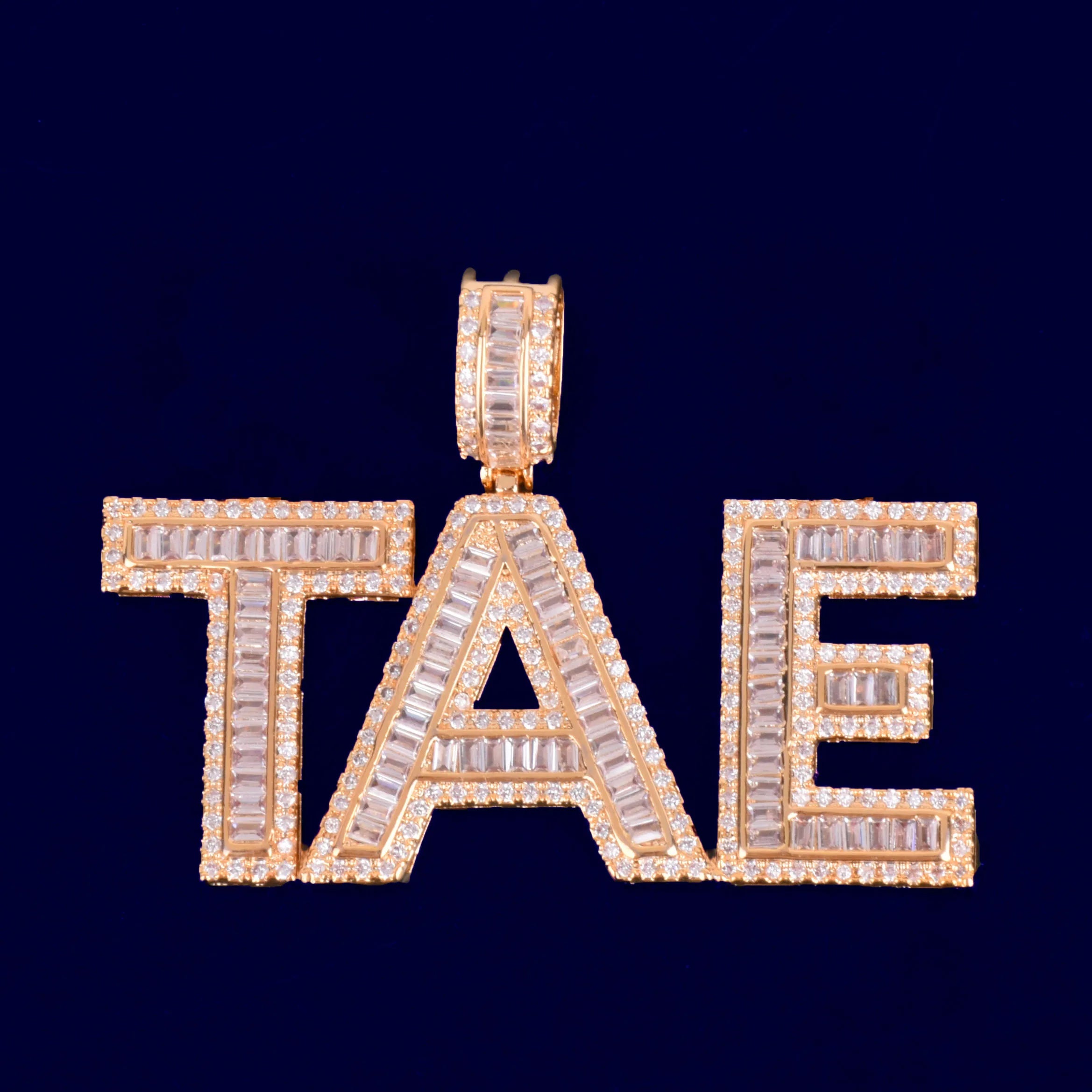 Custom Baguette Layer Letter Pendant - Icedgame & Co