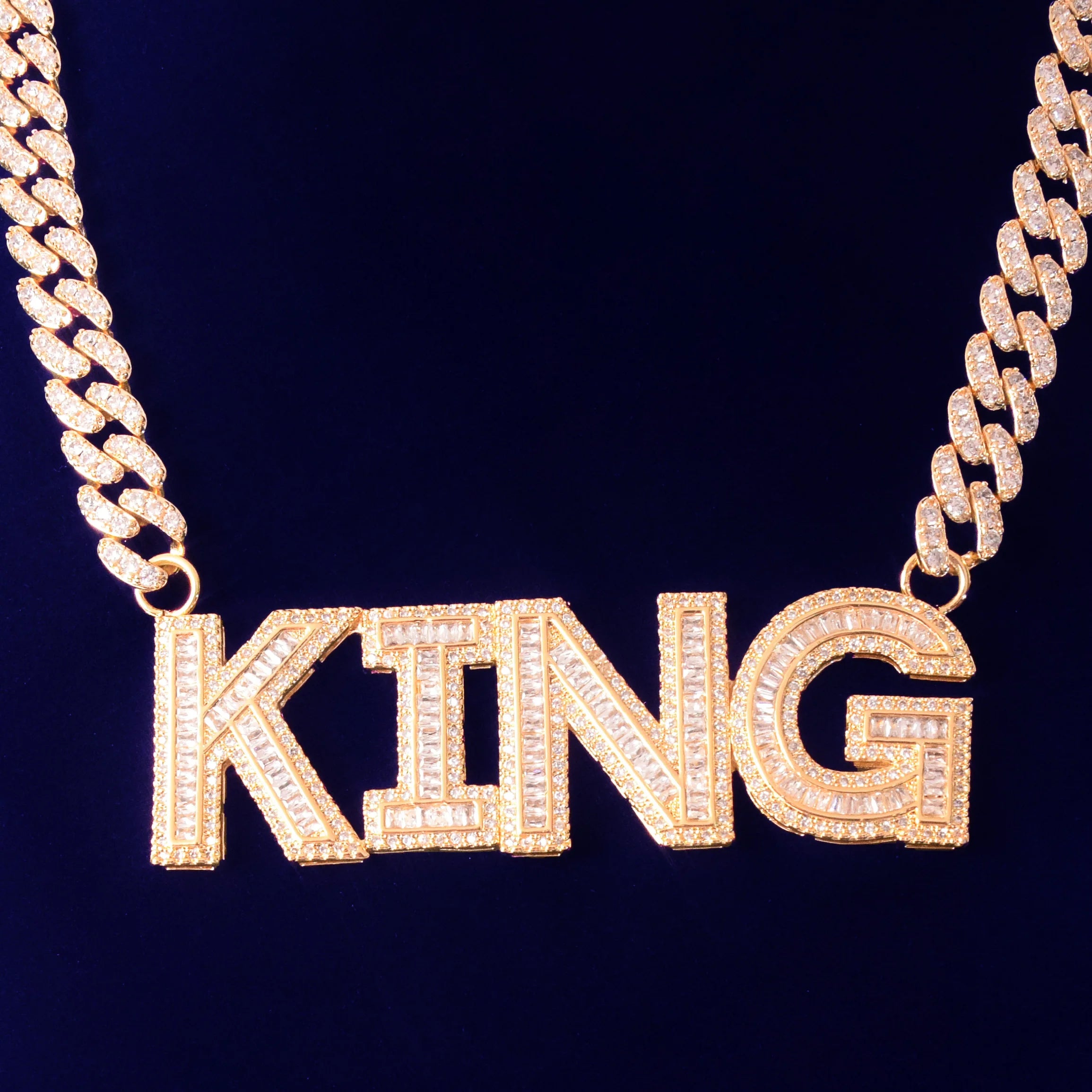 Custom Baguette Layer Letter Cuban Link Necklace - 10mm