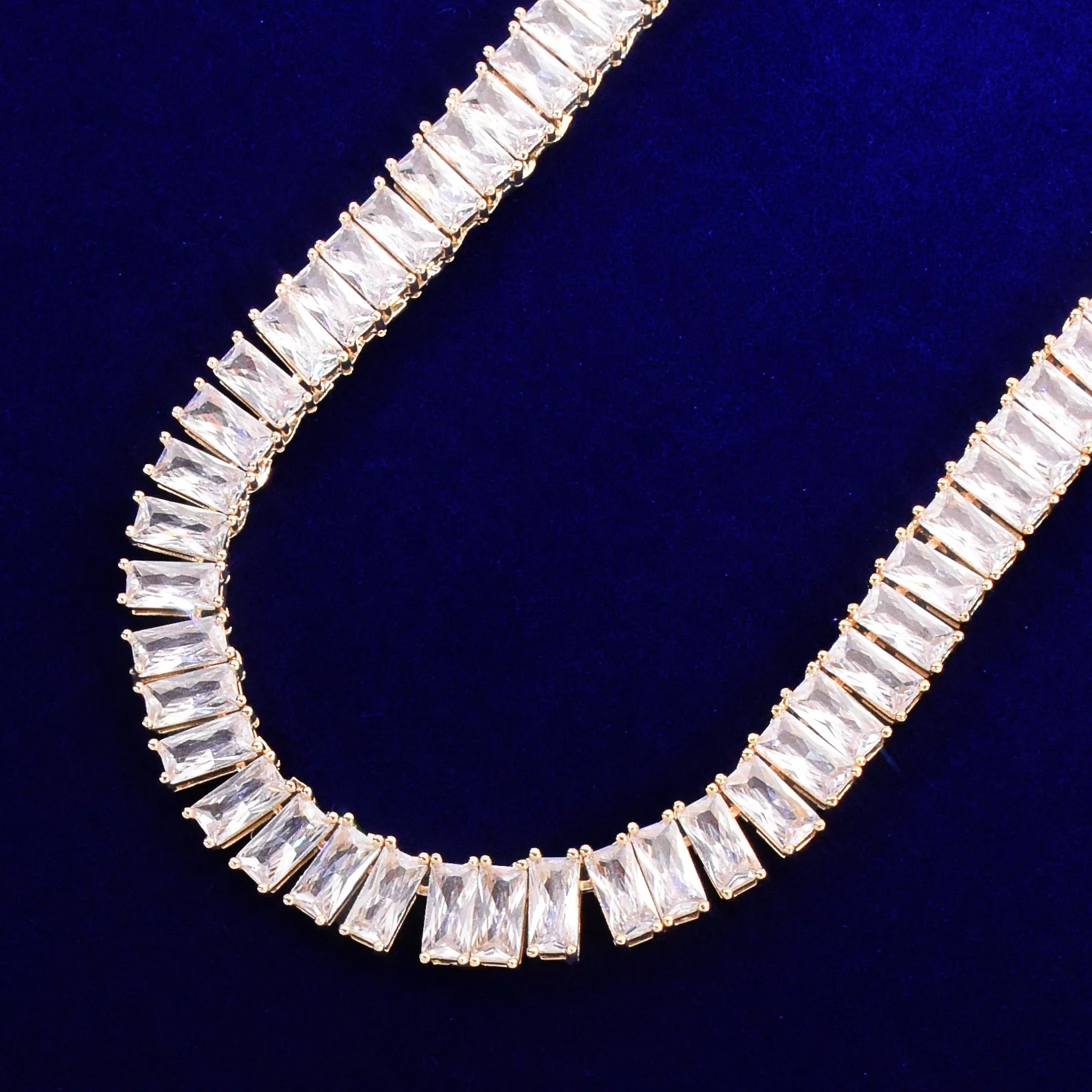 9mm Baguette Cubic Zirconia Square Diamond Chain Necklace