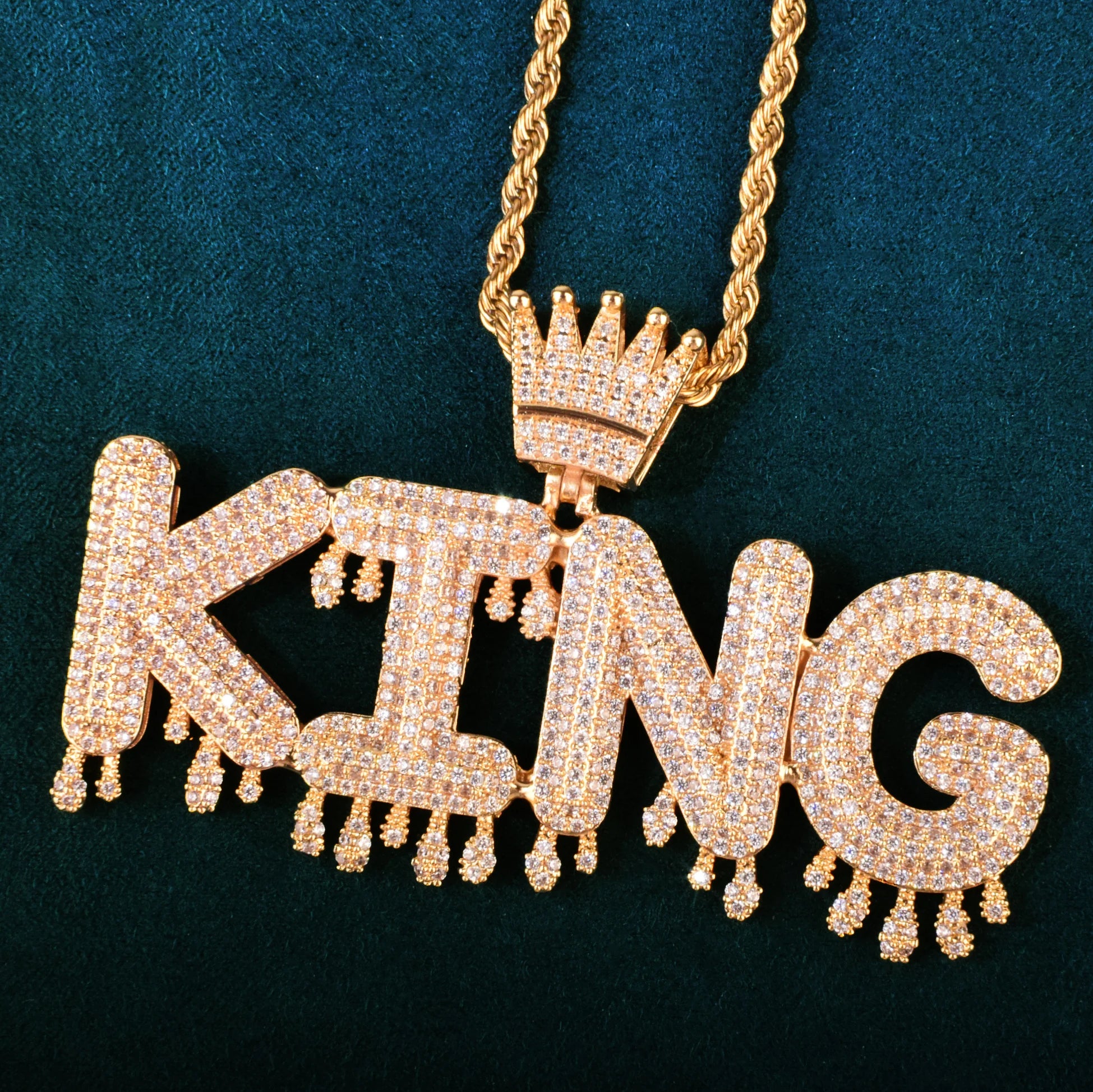 Crown Bail Drip Letter Pendant - Icedgame & Co