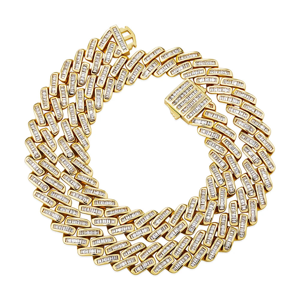 12mm Baguette Prong Cuban Link Necklace