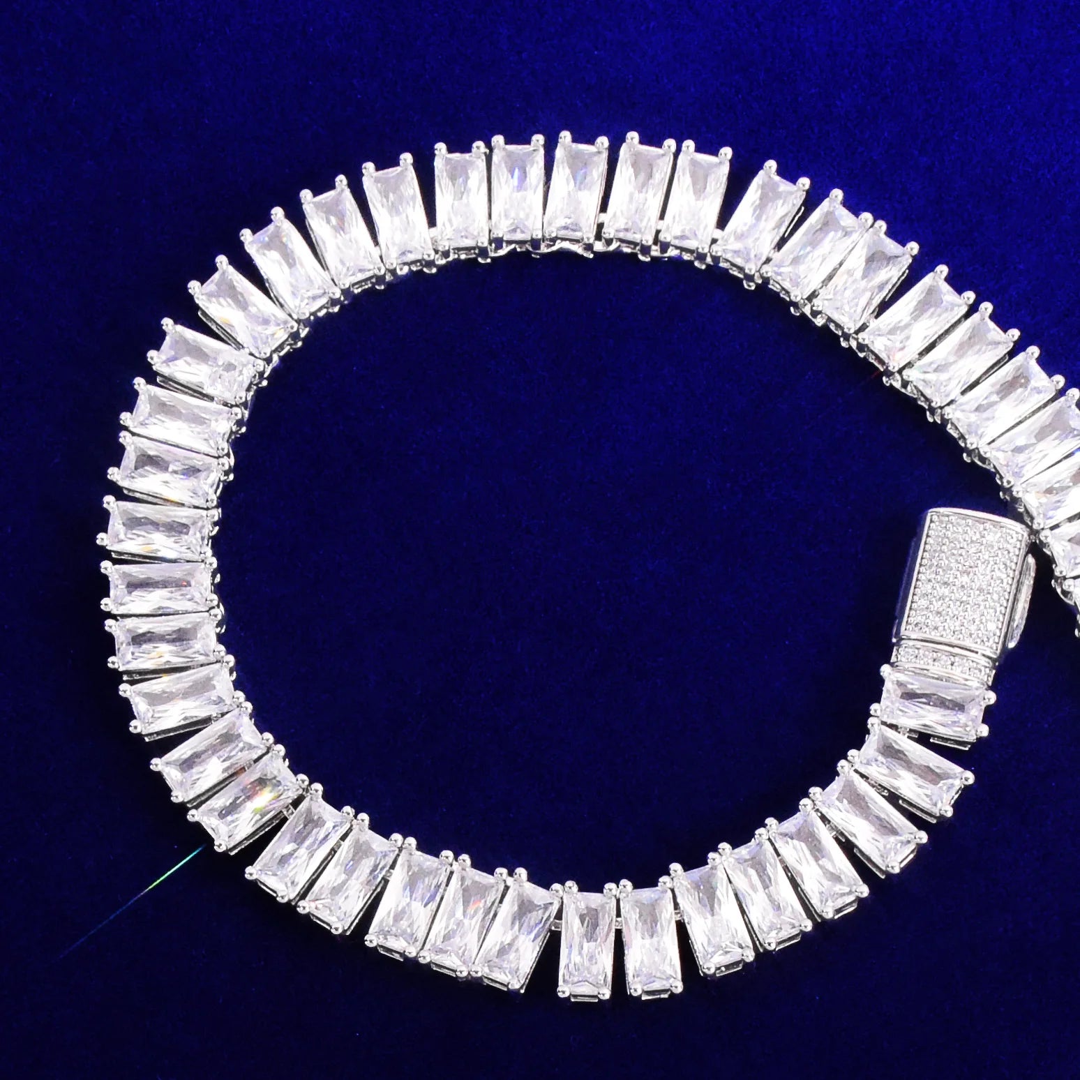 9mm Baguette Cubic Zirconia Square Diamond Chain Bracelet