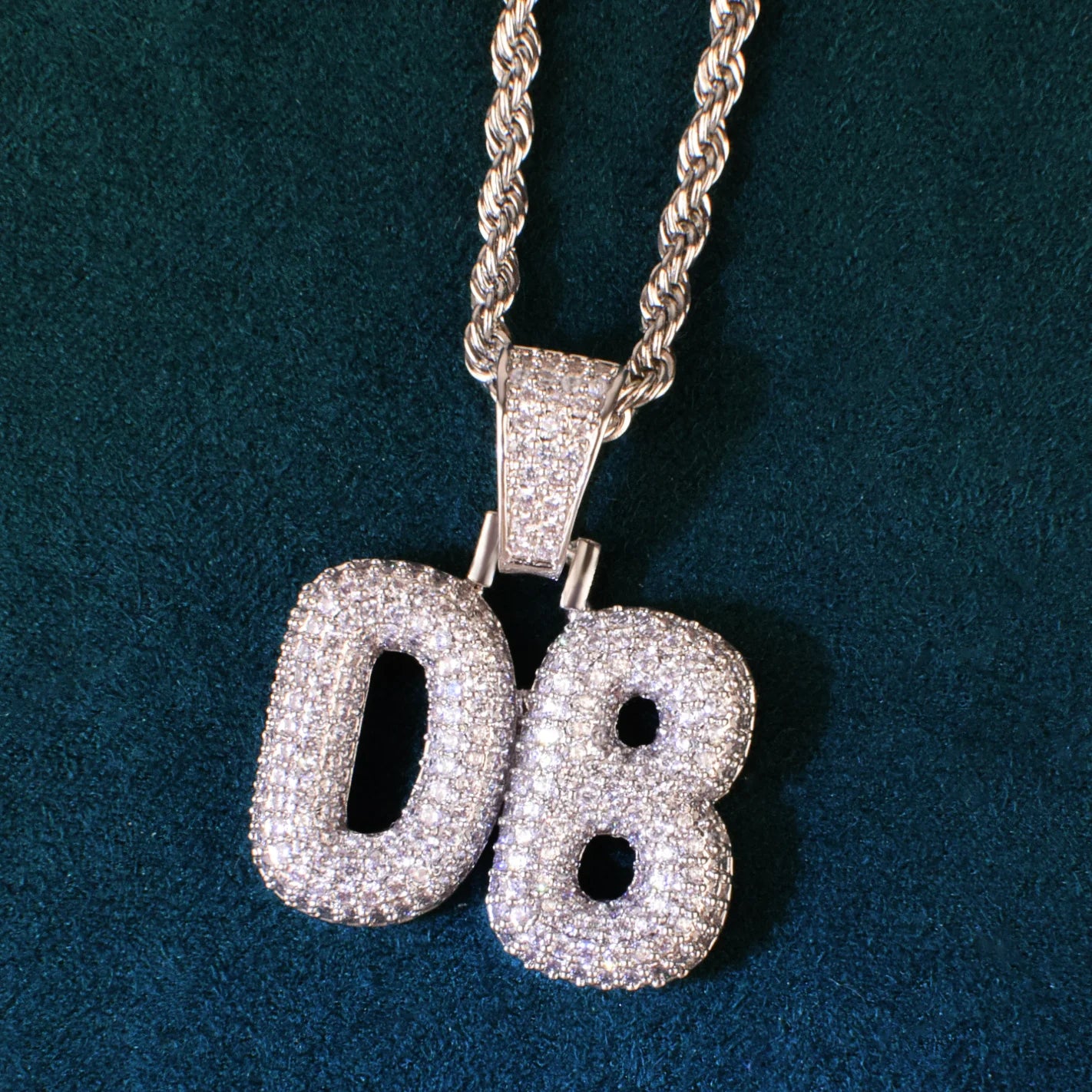 Pave Bubble Custom Letter Pendant - Icedgame & Co