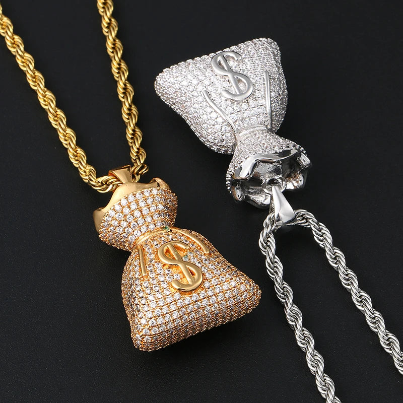 Classic US Dollar Money Bag Pendant Necklace