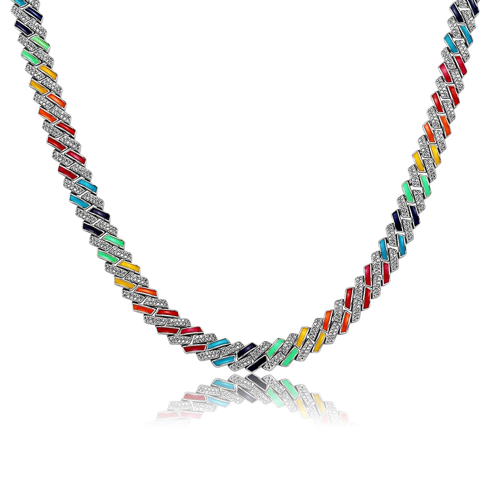 10mm Multi-Colored Rhinestone Chain Necklace