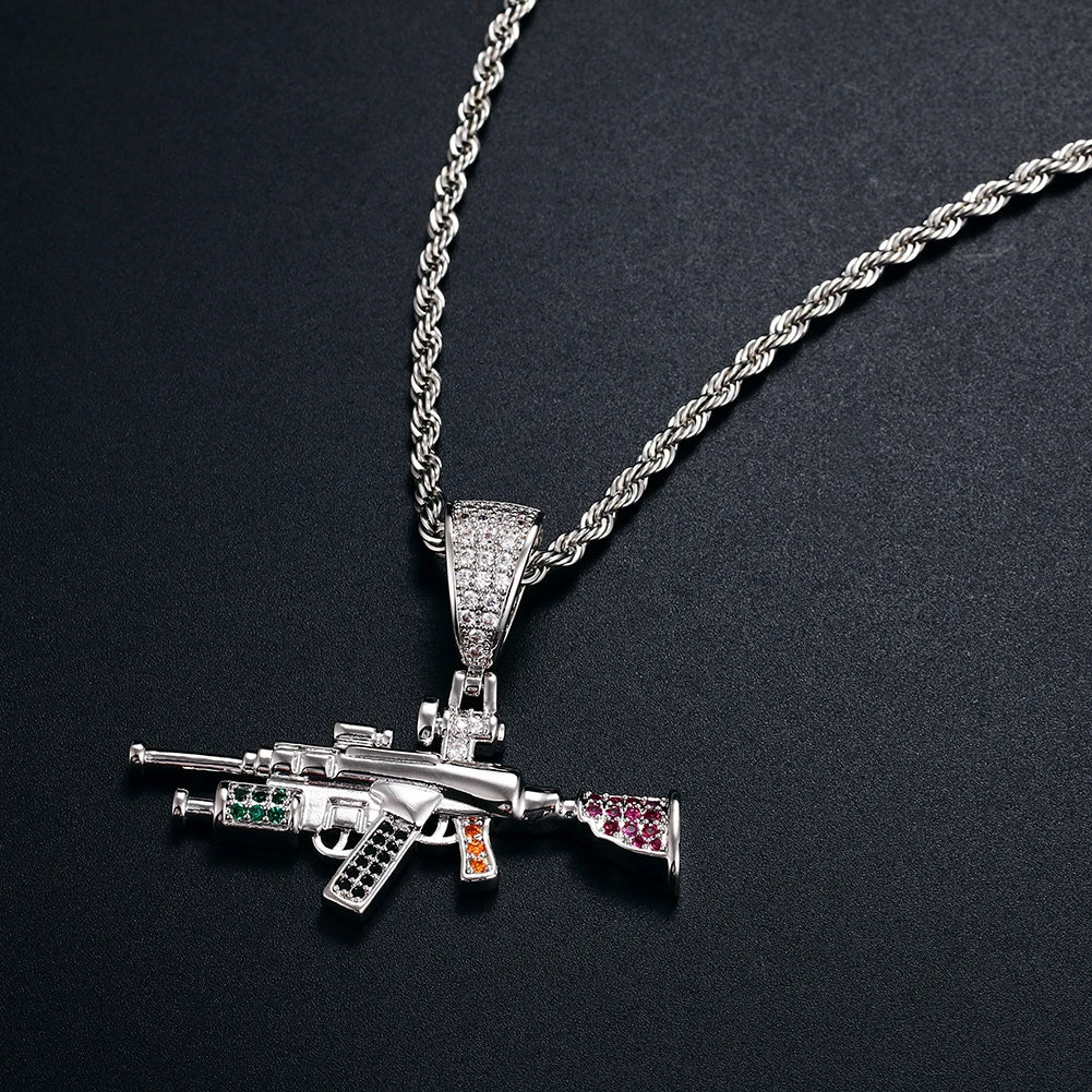 Assault Rifle Gun M4 Pendant Necklace - Icedgame & Co