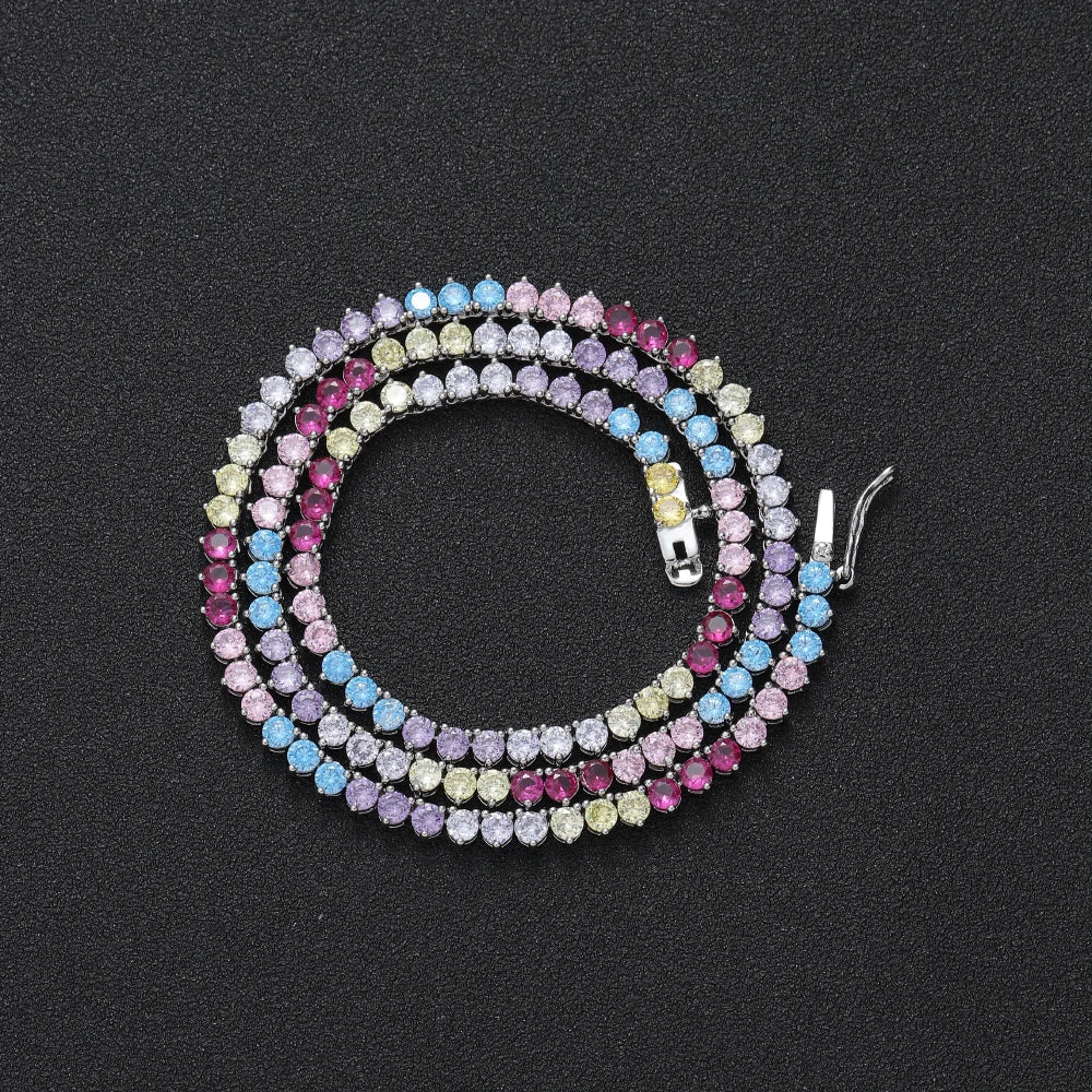 3mm Heart Shape Multi-Color Tennis Chain Necklace