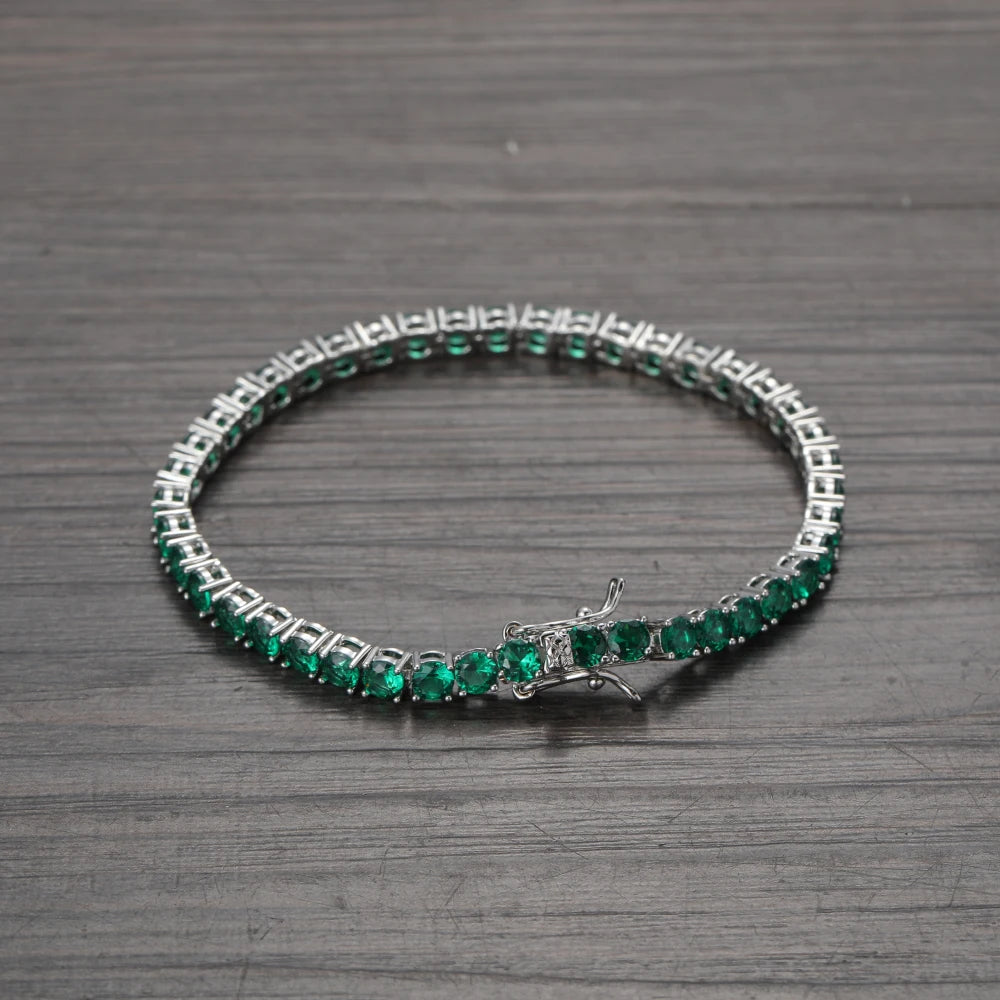 Emerald Diamond Tennis Bracelet - 4mm