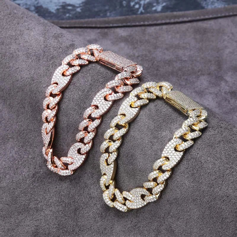 12MM MIXED BEAN CUBAN LINK CHAIN BRACELET - Icedgame & Co