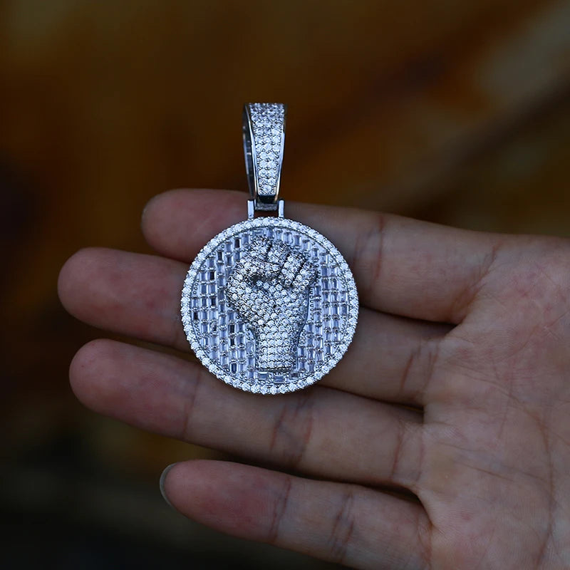 Round Clenched Fist Diamond Pendant