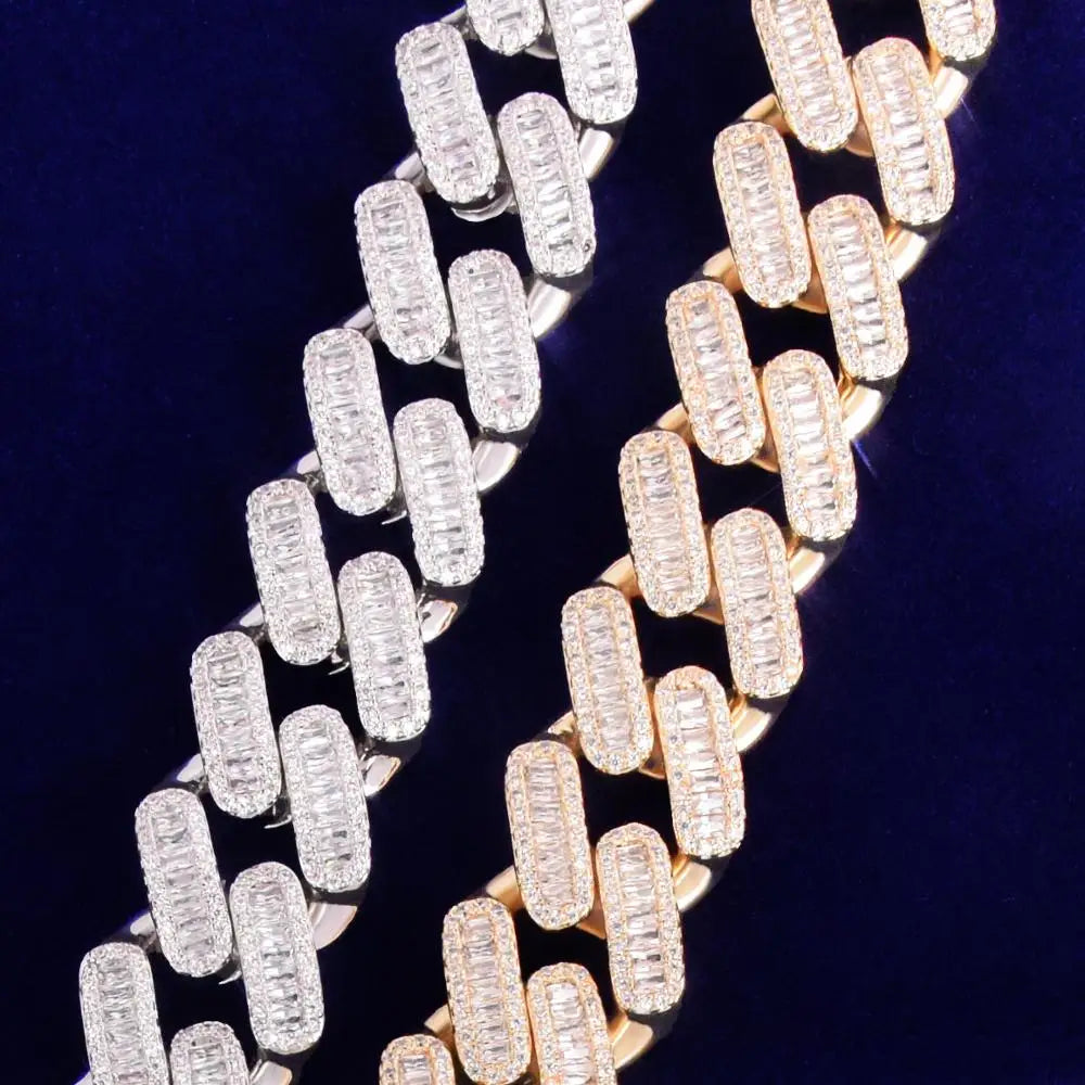 20MM Miami Baguette Diamond Cuban Link Chain Necklace