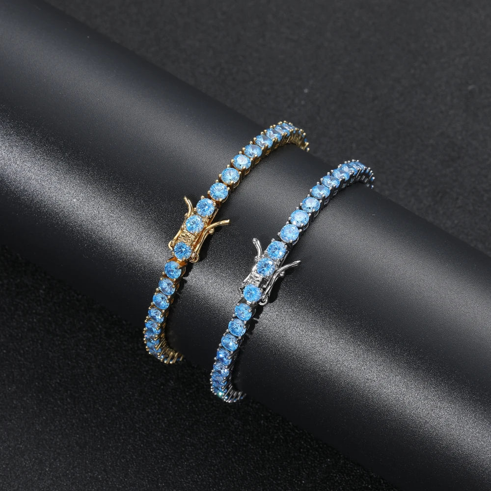 Ocean Blue Diamond Tennis Bracelet - 4mm