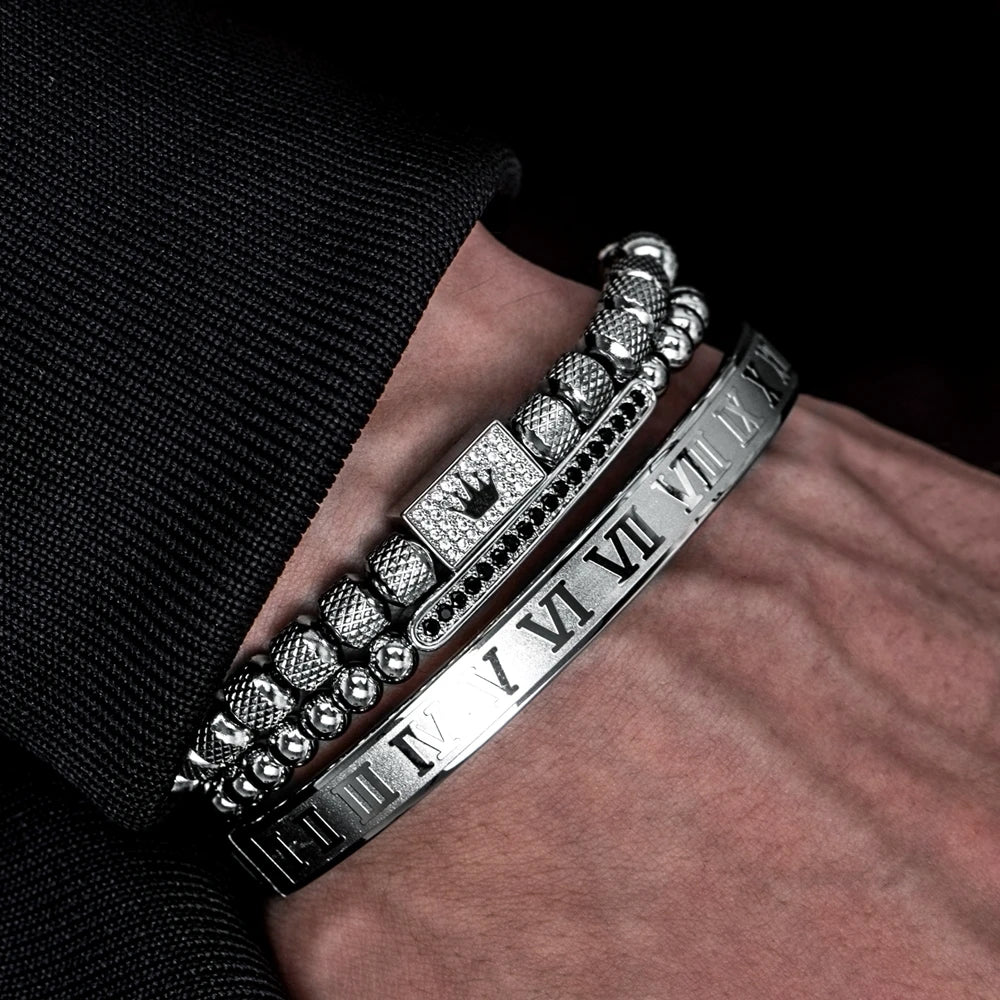 3pcs/Set Luxury Royal King Crown Bracelets