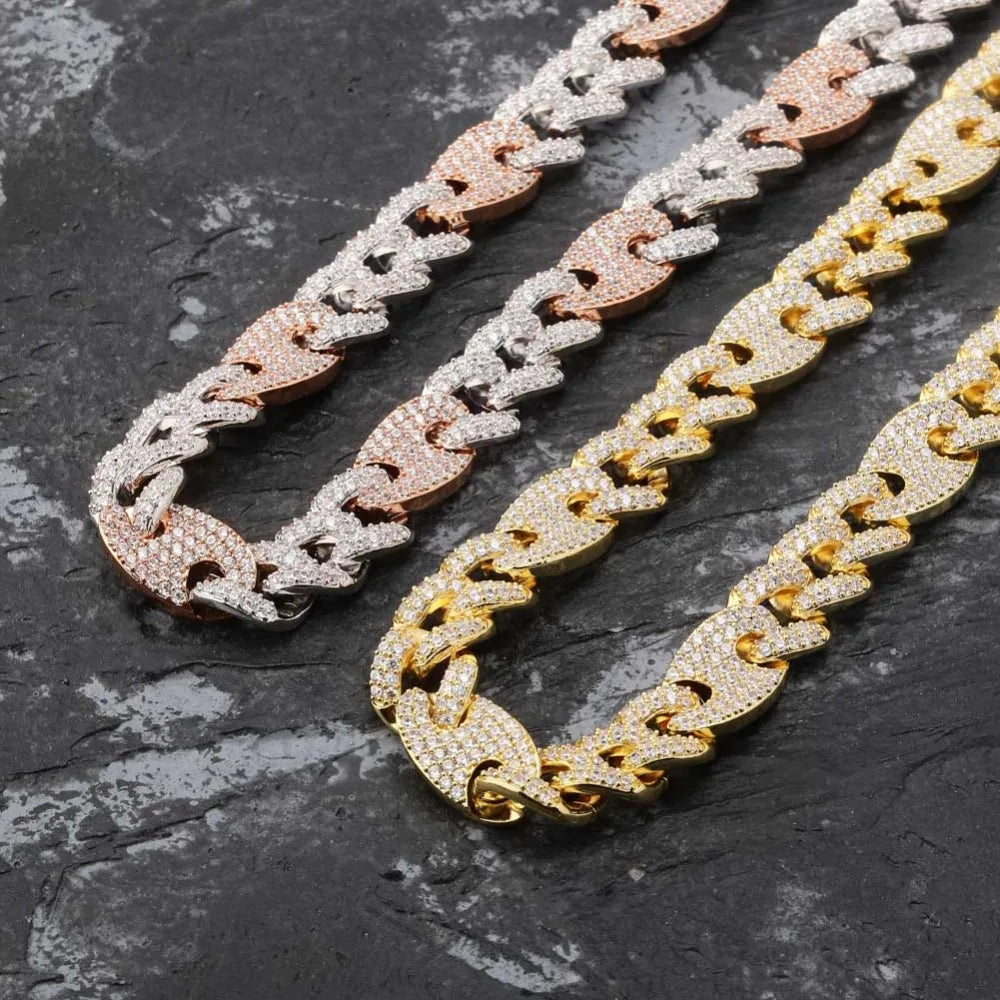 12MM MIXED BEAN CUBAN LINK CHAIN NECKLACE - Icedgame & Co