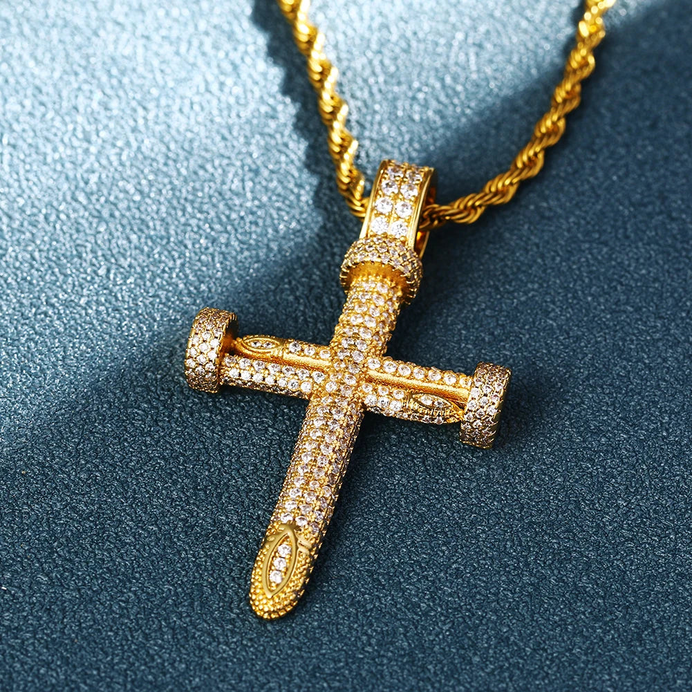 Nail Cross Pave Diamond Pendant - Icedgame & Co