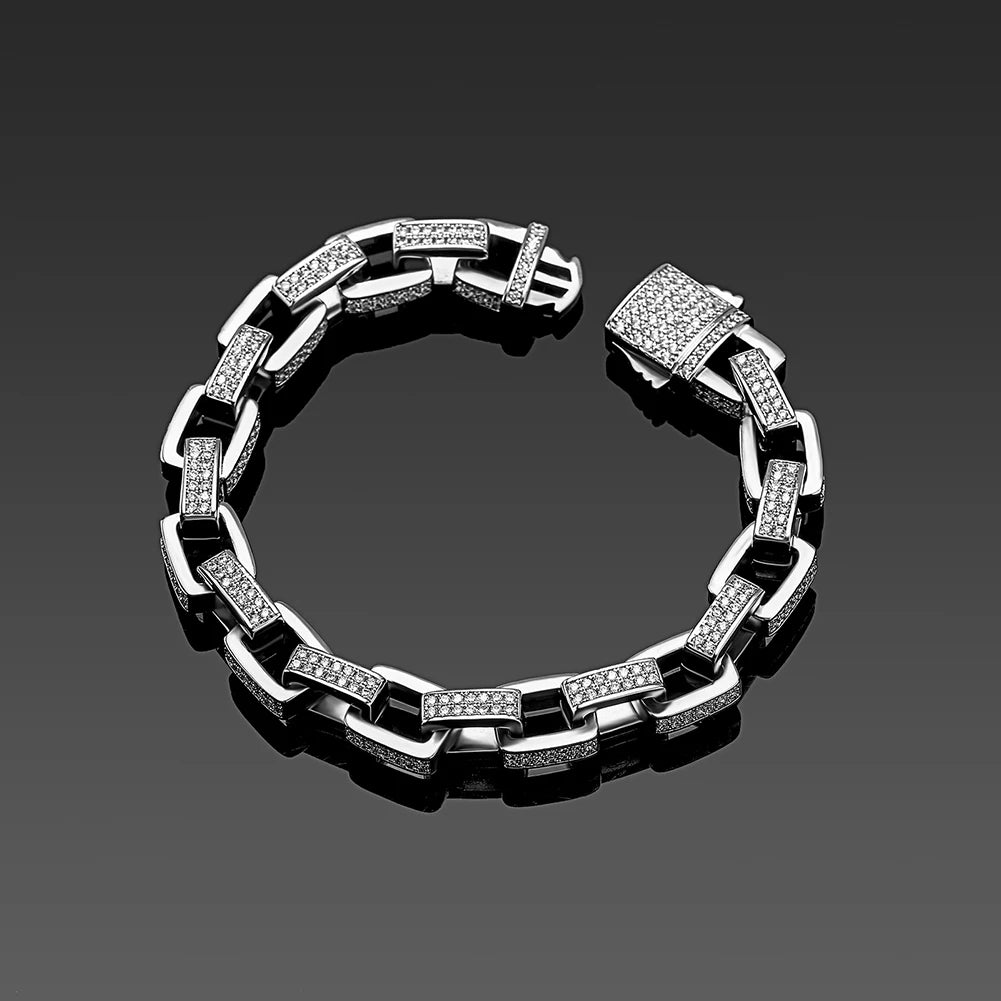 8mm Iced Out Box Link Chain Bracelet