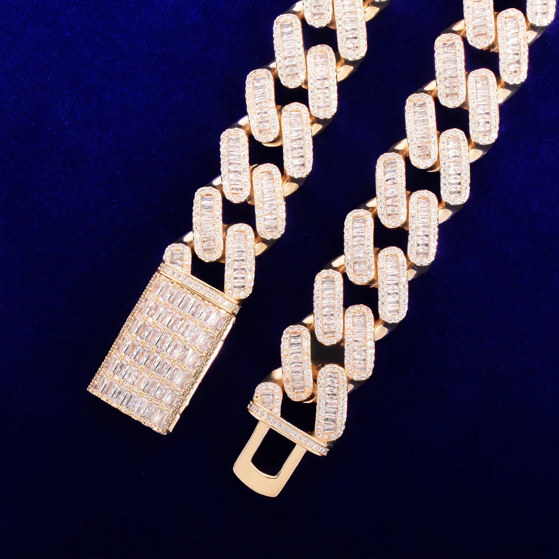 20MM Miami Baguette Diamond Cuban Link Chain Necklace