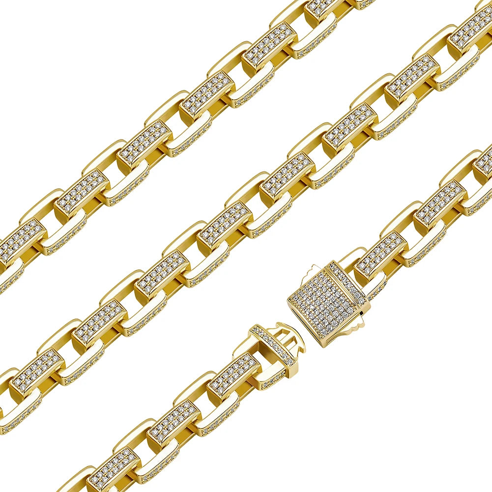 8mm Iced Out Box Link Chain Bracelet