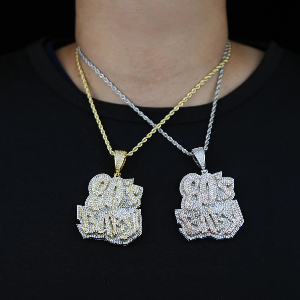 Iced Out Letters 80'S BABY Pendant Necklace