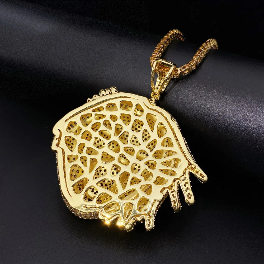 Iced Out Big Bear Pendant Necklace - Gold/White Gold