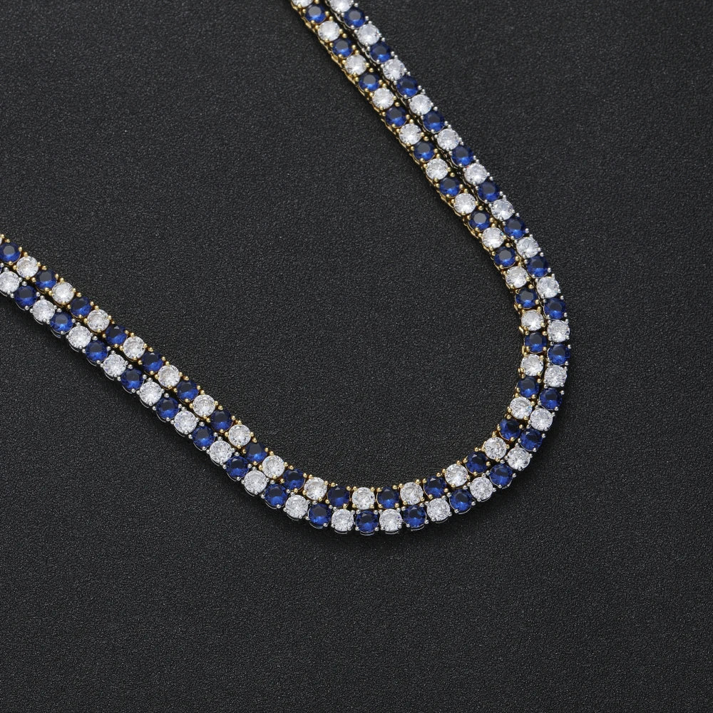 Two-Tone Midnight Blue Diamond Tennis Necklace - 4MM