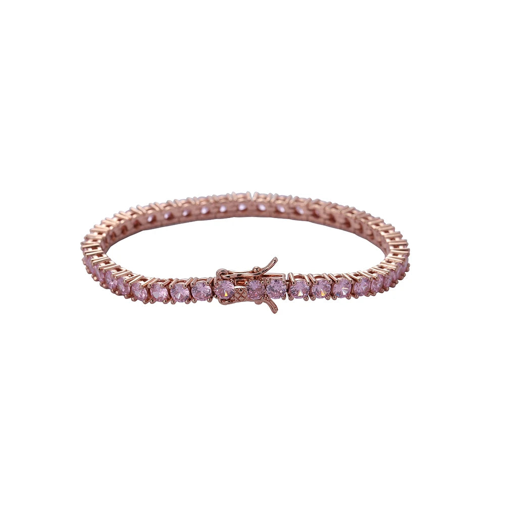 Pink Cubic Zirconia Diamond Tennis Bracelet