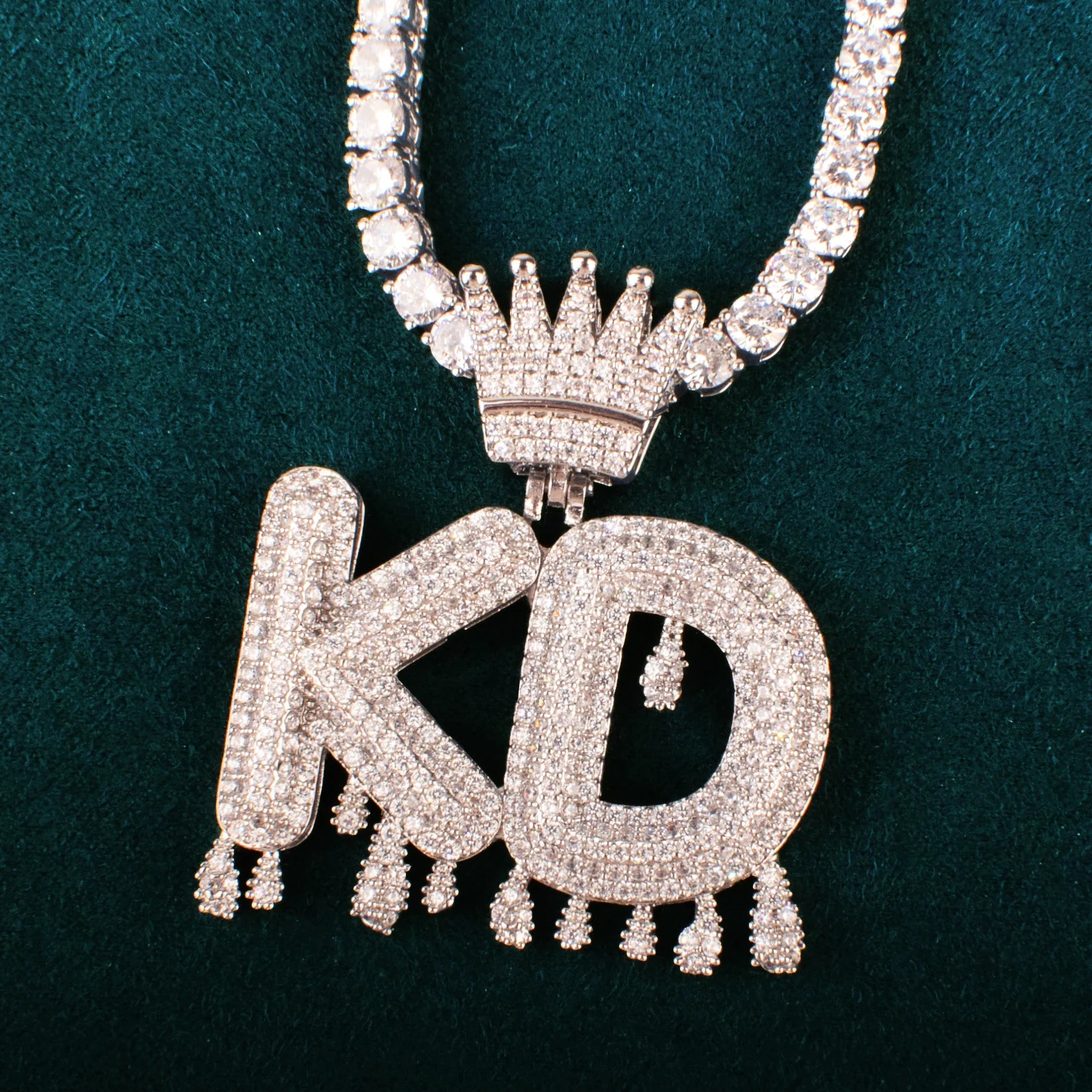 Crown Bail Drip Letter Pendant - Icedgame & Co