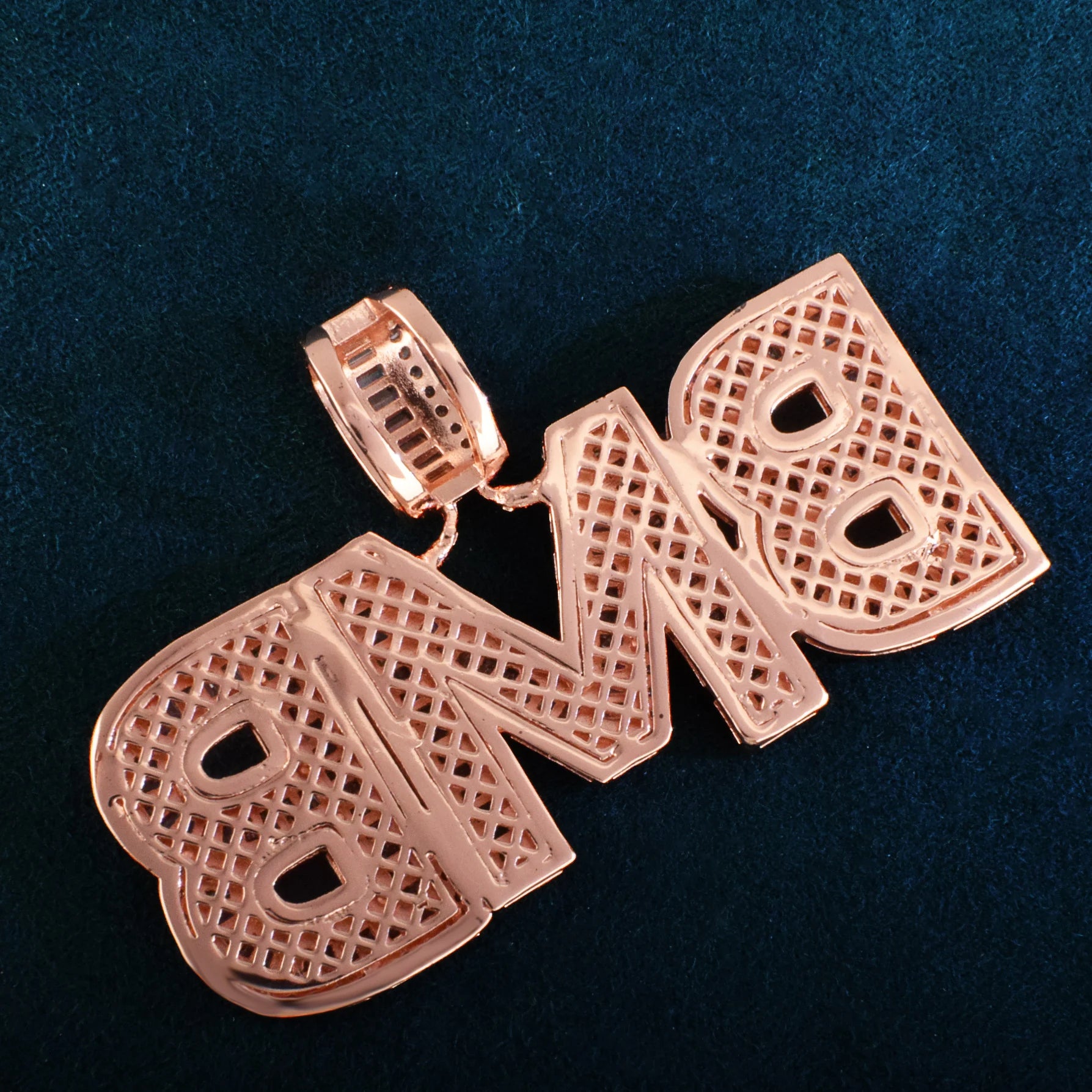 Custom Rose Gold Baguette Layer Letter Pendant - Icedgame & Co