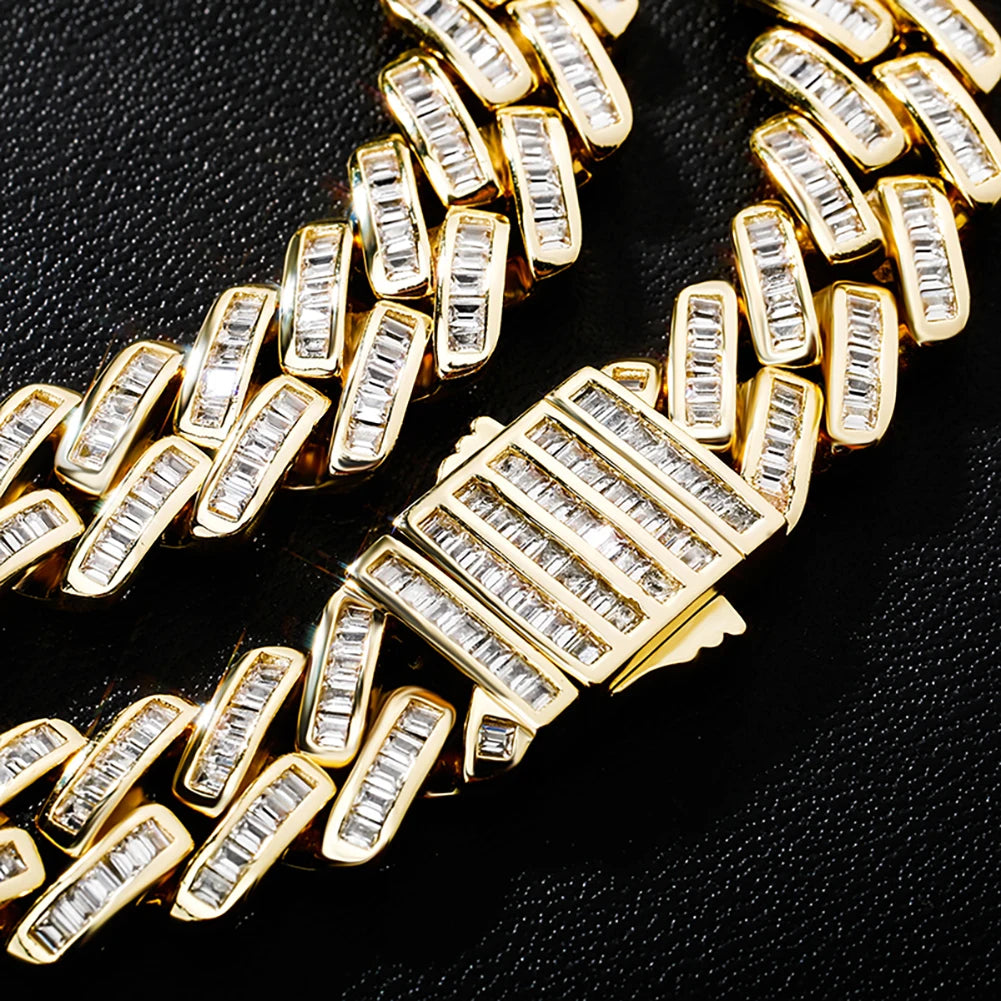 12mm Baguette Prong Cuban Link Necklace