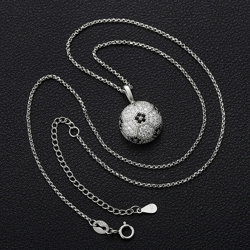 925 Sterling Silver Moissanite Diamond Soccer Ball Pendant