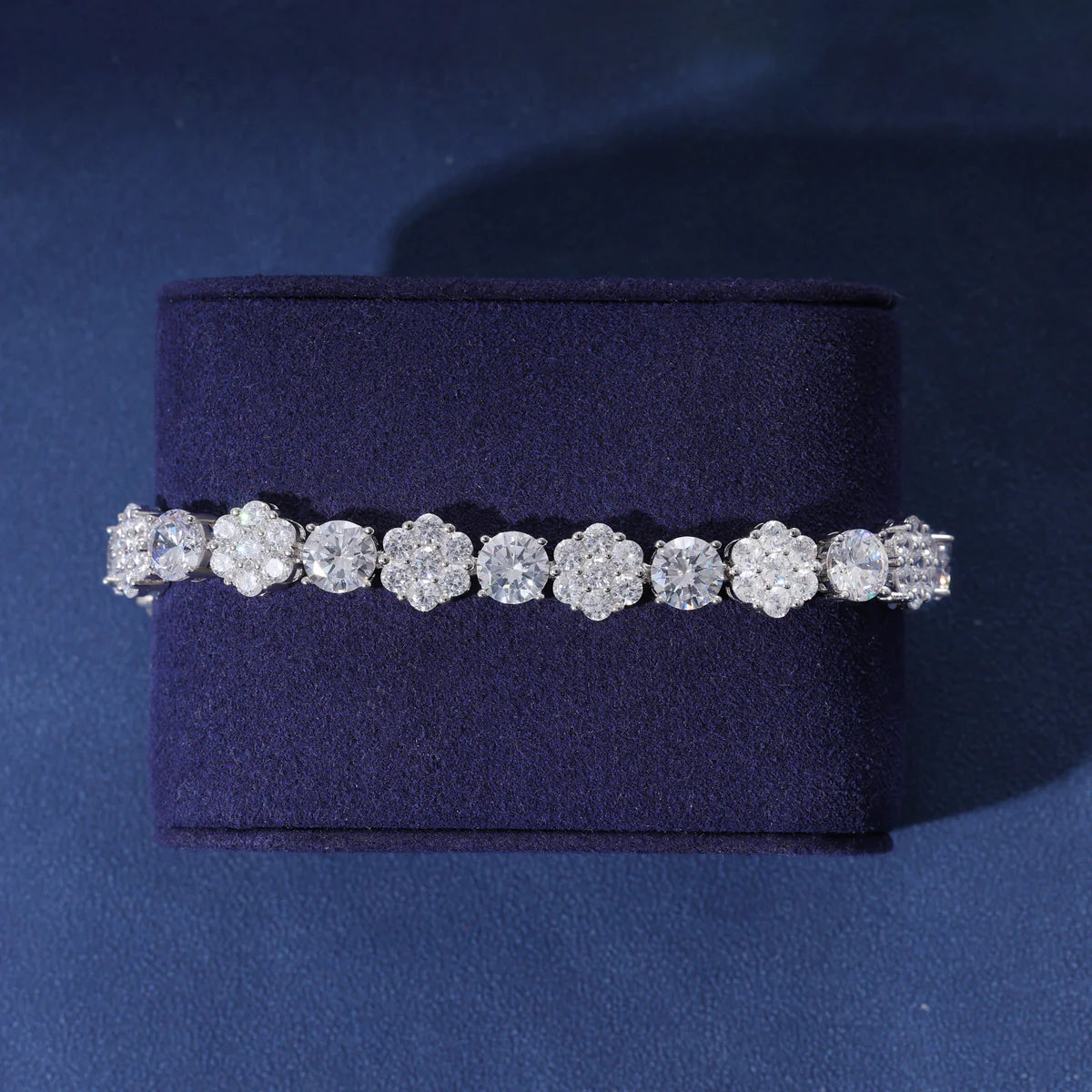 S925 Moissanite Flower Round Cut Diamond Bracelet