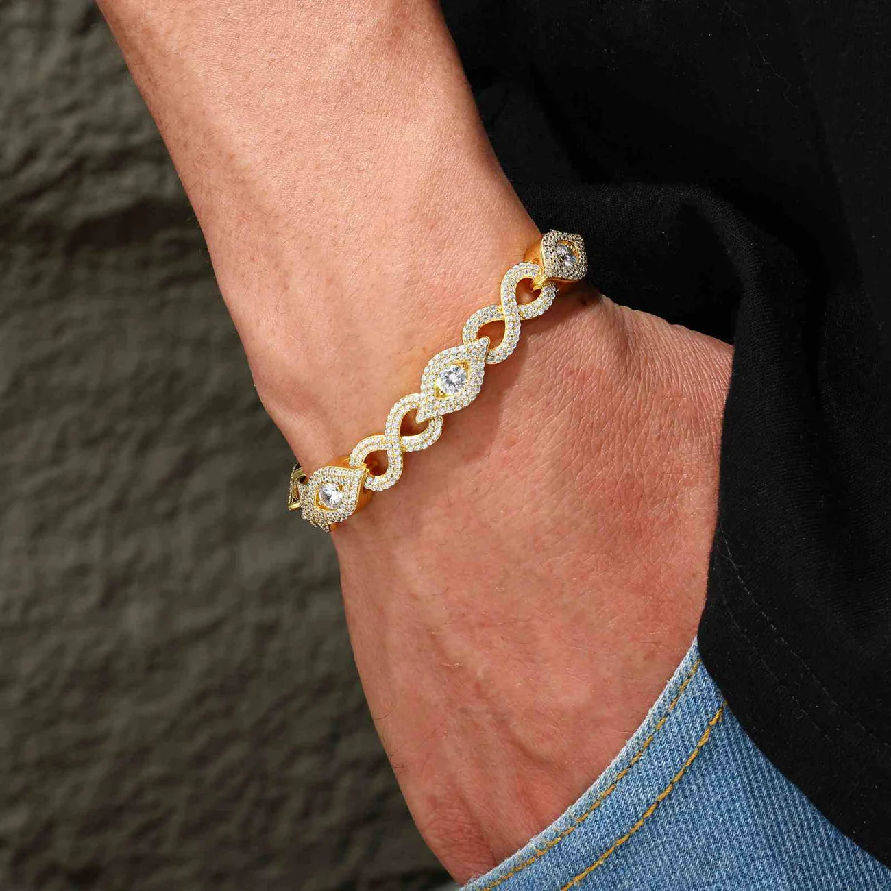 10mm S925 Moissanite Infinity Evil Eye Bracelet