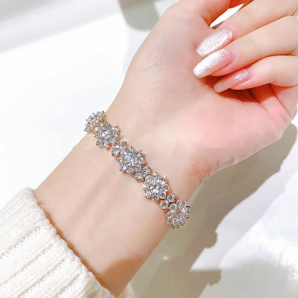Women's S925 Diamond Flower Bracelet