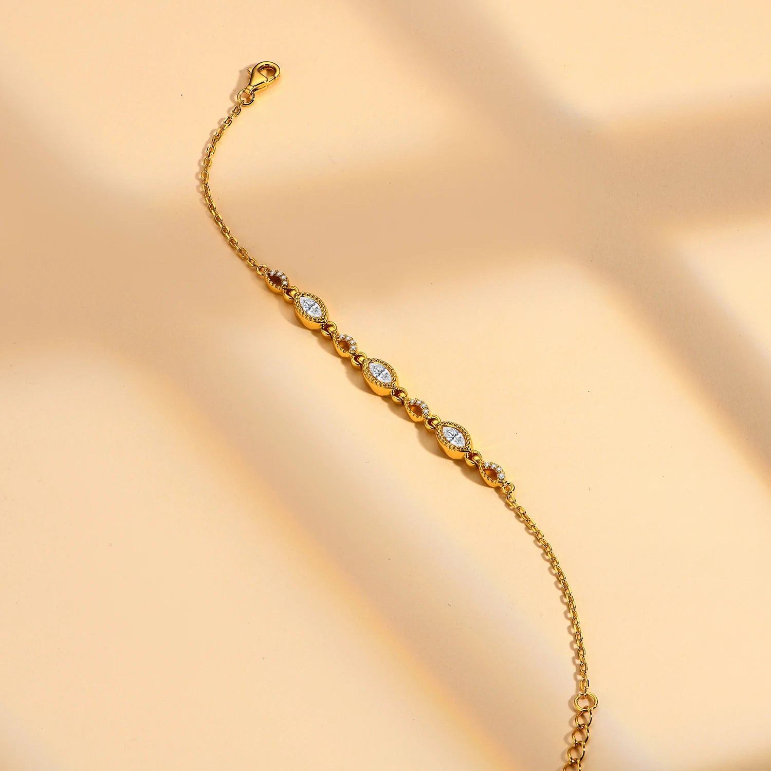 Women's S925 Moissanite Charming Marquise Cut Diamond Link Bracelet