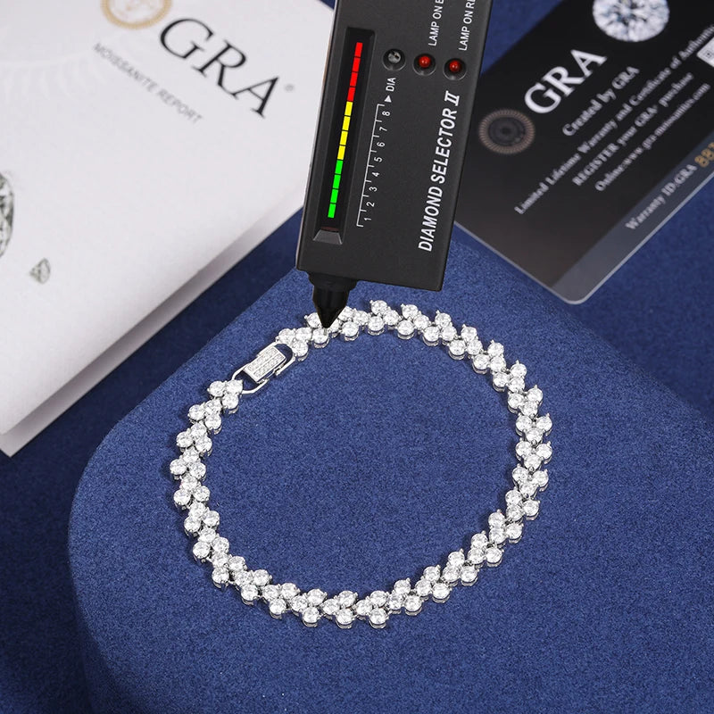 S925 Moissanite Diamond Heart Link Bracelet - White Gold - Icedgame & Co