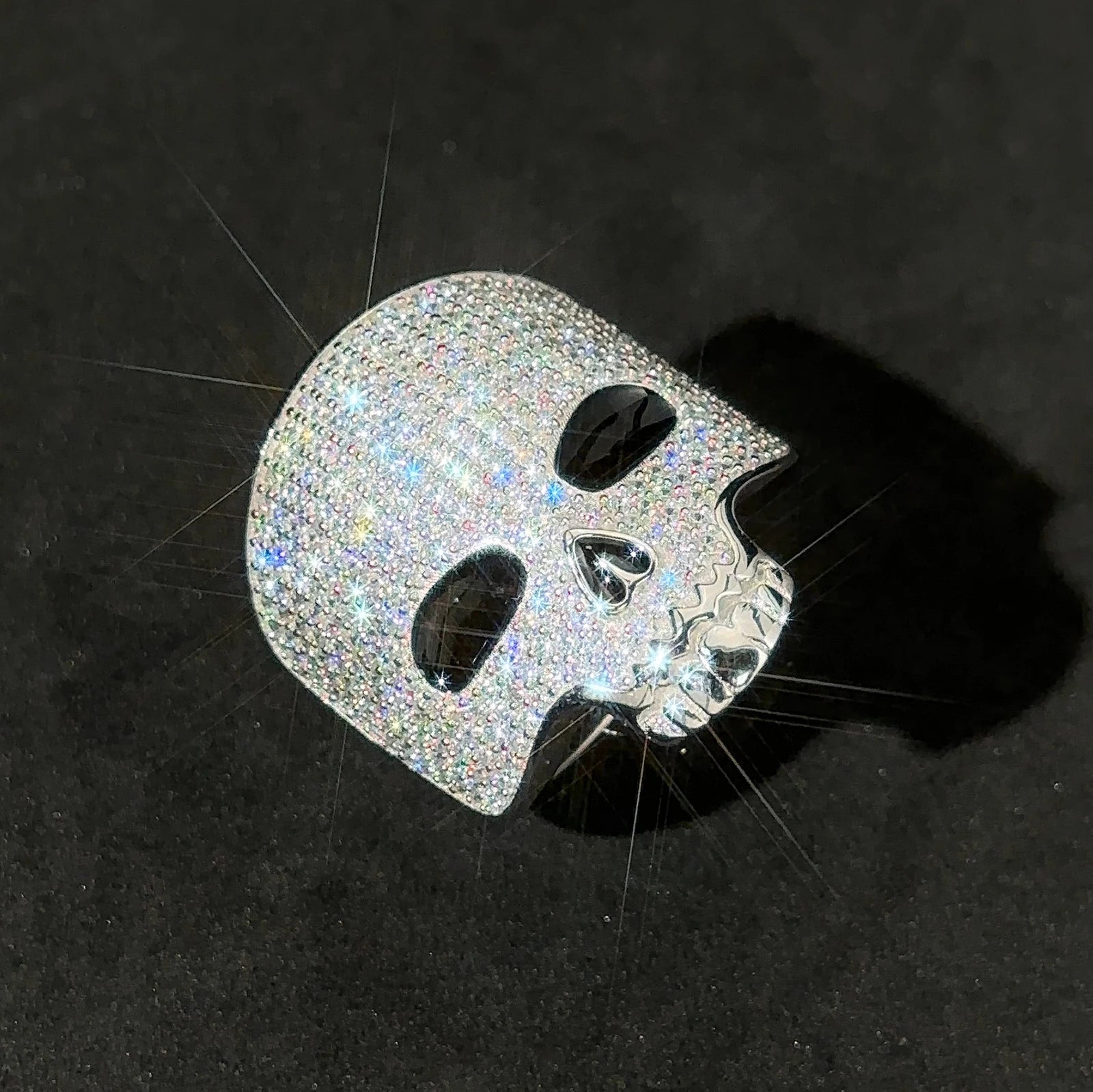 S925 Moissanite Pave Skull Mask Diamond Ring
