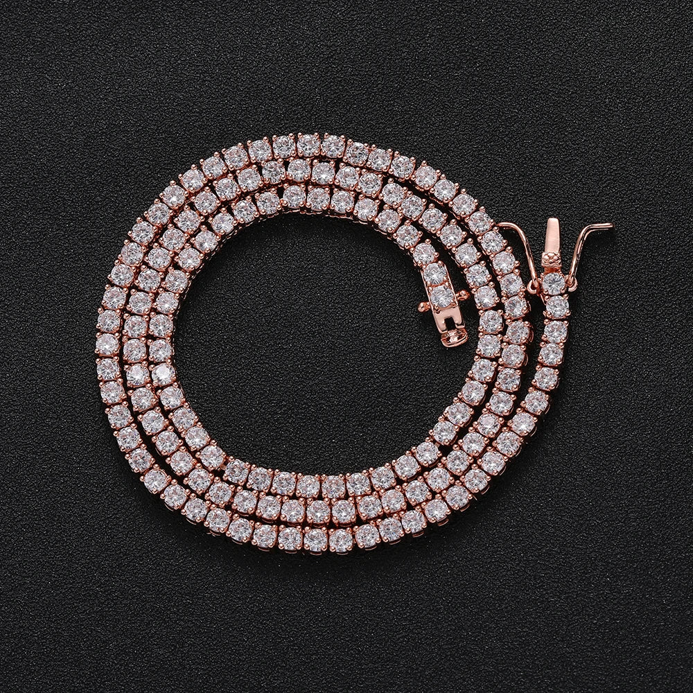 Rose Gold Tennis Necklace - 3MM