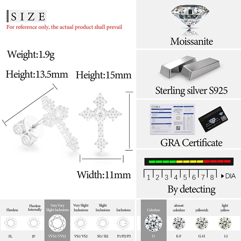 S925 Moissanite Dripping Cross Stud Earrings - Icedgame & Co