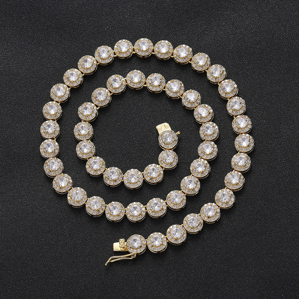 Round Clustered Tennis Necklace - 8mm