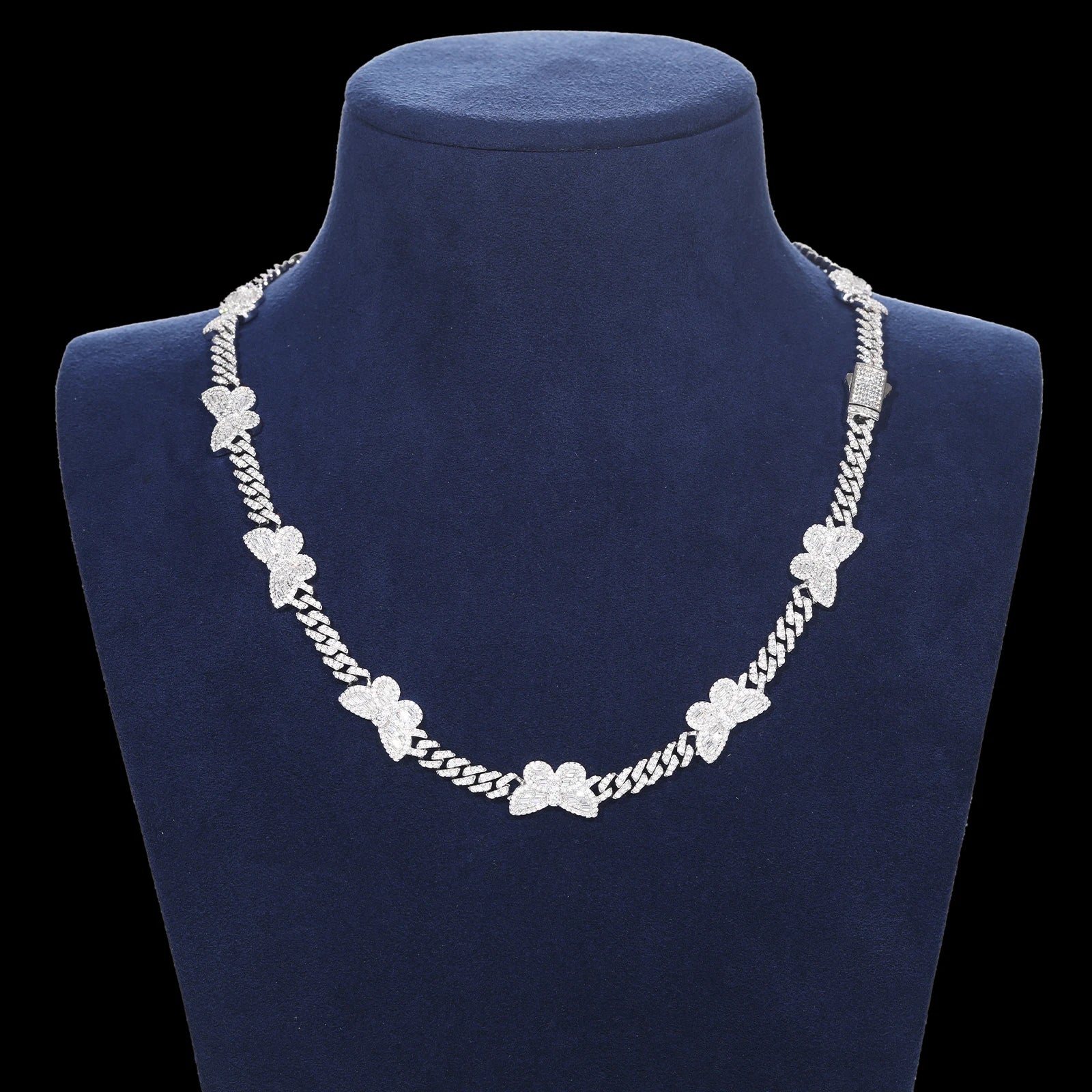 S925 Moissanite Diamond Prong Cuban Butterfly Link Necklace - Icedgame & Co