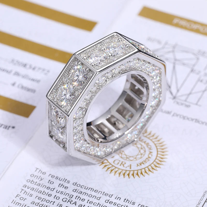 S925 Moissanite Octagon Diamond Ring - Icedgame & Co