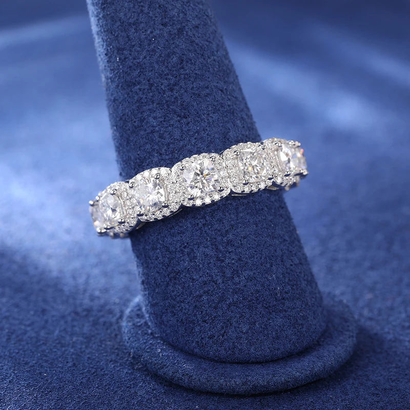 S925 Moissanite Clustered Tennis Diamond Ring