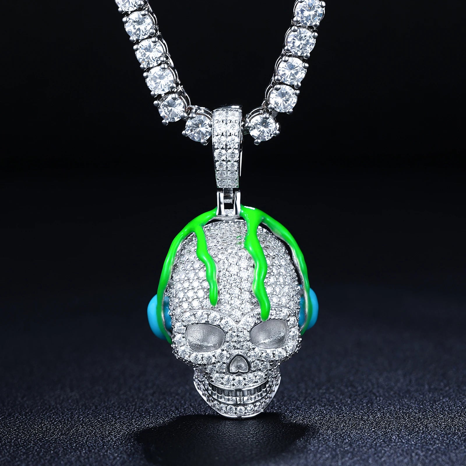 S925 Moissanite Luminous Dripping Skull Pendant - Icedgame & Co